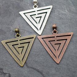 Antique Brass Triangle labyrinth Pendant