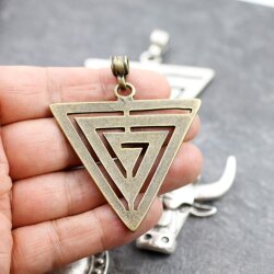 Antique Brass Triangle labyrinth Pendant