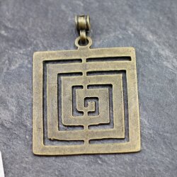 Antique Brass Triangle labyrinth Pendant