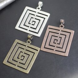 Antique Brass Triangle labyrinth Pendant