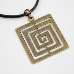 Antique Brass Triangle labyrinth Pendant