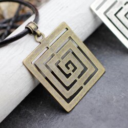 Antique Brass Triangle labyrinth Pendant