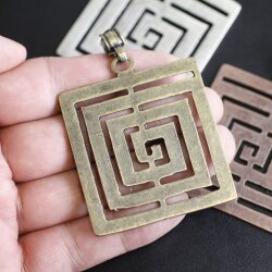Antique Brass Triangle labyrinth Pendant