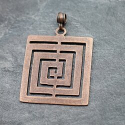 Antique Copper Triangle labyrinth Pendant