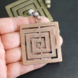 Antique Copper Triangle labyrinth Pendant