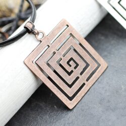 Antique Copper Triangle labyrinth Pendant