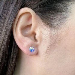8 mm Stud Earrings with Swarovski Crystals Birthstone Stud Earrings