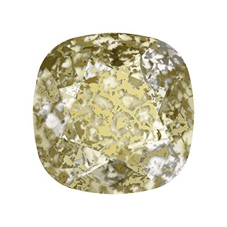 12 mm Cushion Square Swarovski Crystal 4470 327 Crystal Gold Patina