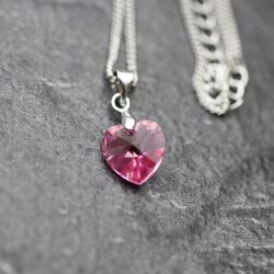 Crystal Silver Night Glam Heart Necklace with 10 mm...