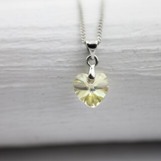 Crystal Silver Night Glam Heart Necklace with 10 mm Swarovski Crystals, handmade