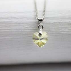 Crystal Silver Night Glam Heart Necklace with 10 mm...
