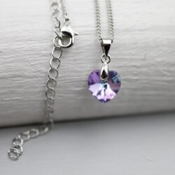 Crystal Silver Night Glam Heart Necklace with 10 mm...