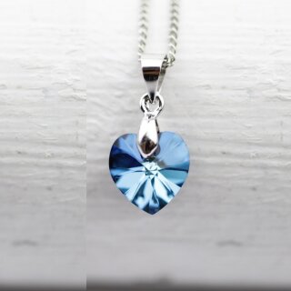 Crystal Silver Night Glam Heart Necklace with 10 mm Swarovski Crystals, handmade