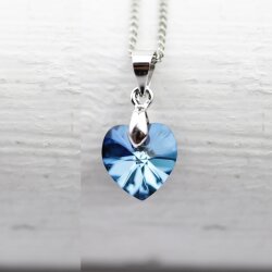 Crystal Silver Night Glam Heart Necklace with 10 mm...