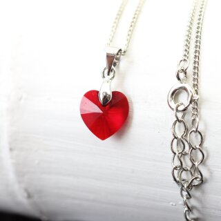 Kette mit Swarovski Kristall Herz Anhänger 10 mm Swarovski Kristallen, handgefertigt 13 Siam