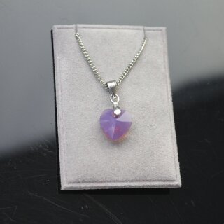 Kette mit Swarovski Kristall Herz Anhänger 10 mm Swarovski Kristallen, handgefertigt 29 Cyclamen Opal