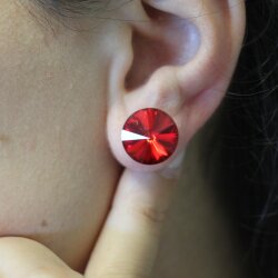 14 mm Rivoli Swarovski Crystal Earrings, Elegant...