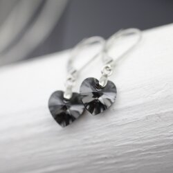 Silver Night Glam Herz Ohrringe mit 10 mm Swarovski...