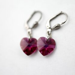 Silver Night Glam Heart Earrings with 10 mm Swarovski...