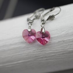 Silver Night Glam Heart Earrings with 10 mm Swarovski...