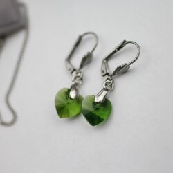 Silver Night Glam Heart Earrings with 10 mm Swarovski...