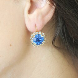 Crystal Earrings, lever back rhinestone earrings 10 mm...