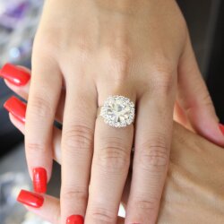 Kristal Ring mit 10 mm Swarovski Steine – Silber...