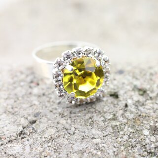 Rhinestone Ring mit 10 mm Swarovski Crystal Ring, Cocktail Crystal Ring Citrine