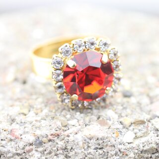 Rhinestone Ring mit 10 mm Swarovski Crystal Ring, Cocktail Crystal Ring 15 Light Siam