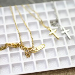 Unisex Minimalist 18K Gold Plated Stainless Steel Cross Necklace - Waterproof, Hypoallergenic, Durable Jewelry for Men & Women