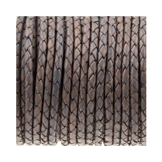 braided leather necklace, thickness 4 mm, 50 cm 01 Vintage Grey