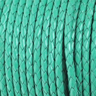 braided leather necklace, thickness 4 mm, 50 cm 118 Turquoise Mint Green