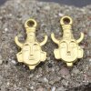 2 Stk.Einzigartige Afrikanische Stammesgesichts-Anhänger, Goldene Dangle-Halsketten & Ohrring-Teile