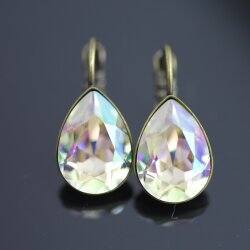 Antik Messing Ohrringe mit Pearshape Swarovski...