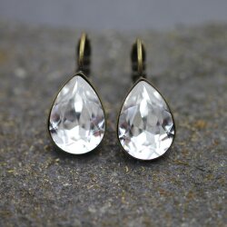 Antik Messing Ohrringe mit Pearshape Swarovski...