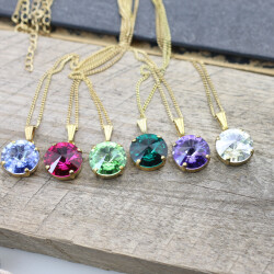 Swarovski Crystal Rivoli 14mm Necklace, Swarovski Crystal Pendant, Crystal Necklaces, handmade