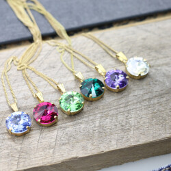 Swarovski Crystal Rivoli 14mm Necklace, Swarovski Crystal Pendant, Crystal Necklaces, handmade