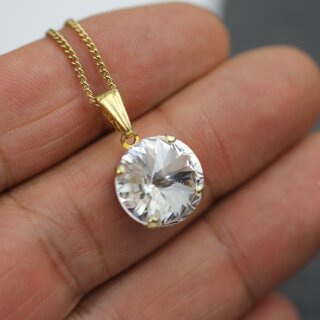 Swarovski Crystal Rivoli 14mm Necklace, Swarovski Crystal Pendant, Crystal Necklaces, handmade 27 Crystal