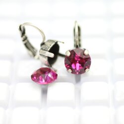 8mm Earring Settings Antique Silver - For Swarovski, Preciosa, Rivoli and Chatons Crystals - DIY Jewelry Supplies (Pair)