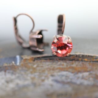 8mm Earring Settings Antique Copper - For Swarovski, Preciosa, Rivoli and Chatons Crystals - DIY Jewelry Supplies (Pair)