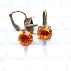 8mm Earring Settings Antique Copper - For Swarovski, Preciosa, Rivoli and Chatons Crystals - DIY Jewelry Supplies (Pair)