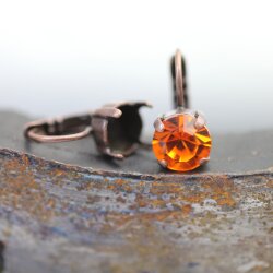 8mm Earring Settings Antique Copper - For Swarovski, Preciosa, Rivoli and Chatons Crystals - DIY Jewelry Supplies (Pair)
