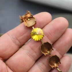 Bracelet Setting for 14mm Rivoli, Round Metal Elements, Glass & Cabochons – Raw Brass Bracelet | High-Quality Jewelry Supplies for DIY Projects
