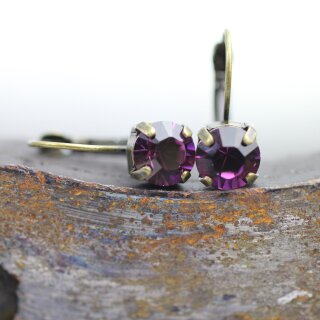 Elegant 8mm Earrings with Swarovski Crystals in Brilliant Cut – Handmade Jewelry 18 Amethyst