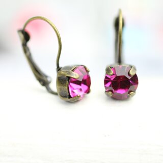Elegant 8mm Earrings with Swarovski Crystals in Brilliant Cut – Handmade Jewelry 22 Light Rose