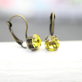 Elegant 8mm Earrings with Swarovski Crystals in Brilliant Cut – Handmade Jewelry 803 Citrine