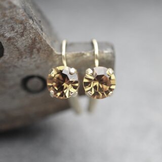 Elegant 8mm Earrings with Swarovski Crystals in Brilliant Cut – Handmade Jewelry 2 Light Colorado Topaz