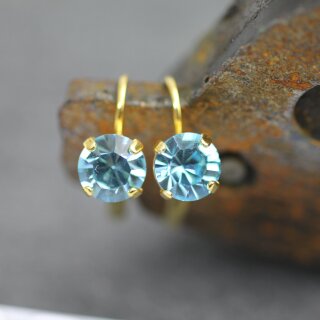 Elegante 8mm Ohrringe mit Swarovski Kristallen im Brillantschliff – Handgefertigter Schmuck 43 Aquamarine