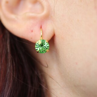Elegant 8mm Earrings with Swarovski Crystals in Brilliant Cut – Handmade Jewelry 54 Peridot