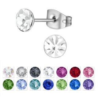 6mm Stud Earrings with Swarovski Crystals Birthstone Stud Earrings